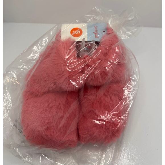 Cat & Jack Girls Pink Plush Slippers Bootie Style Size 5/6 - Gripper Bottoms NWT - Picture 8 of 9